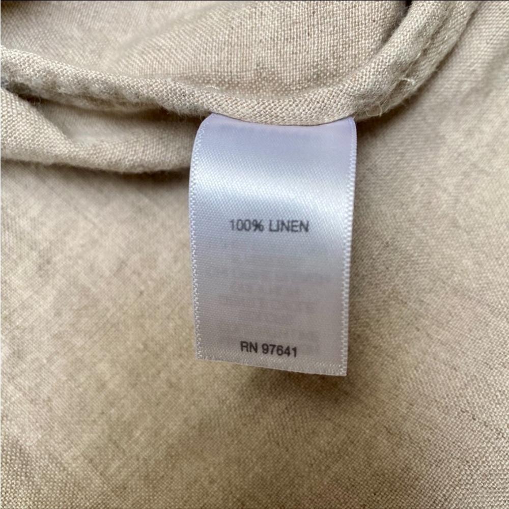 J. Jill Love Linen Shirt Dress XS 100% Linen Beige Button Front Belted Midi - Picture 11 of 12